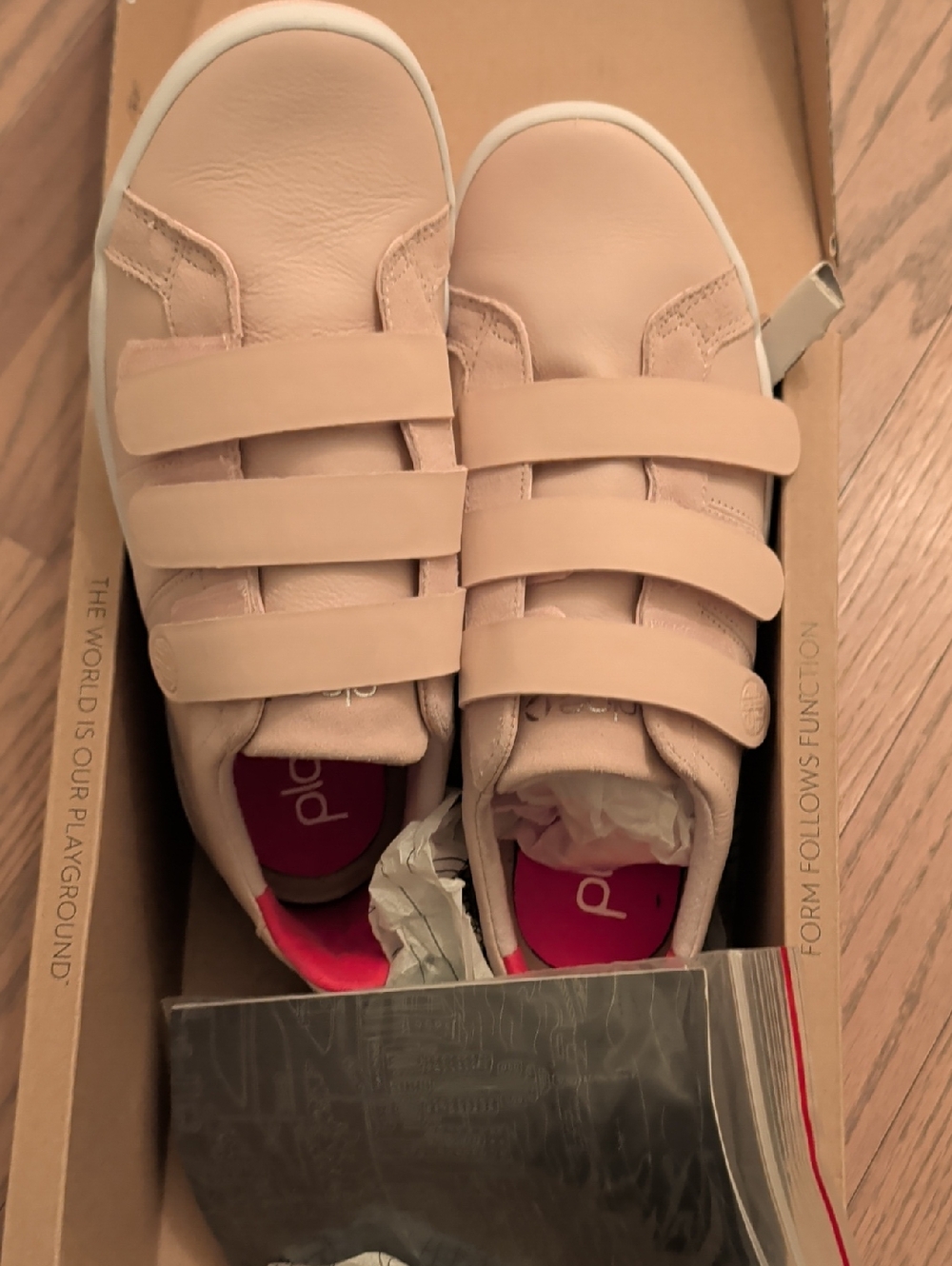 Plae Blush Pink Velcro Strap Sneakers